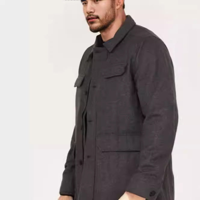 Herren Wolljacke Lässig mit Brusttasche Winter