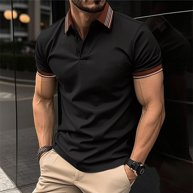 Herren Poloshirt Kurzarm Modern Kragen Kontrastdetails Eleganz