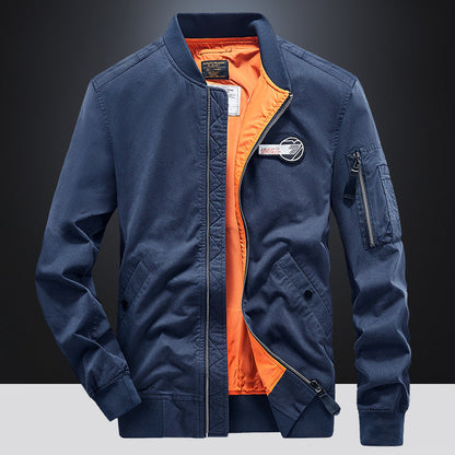 Herren Bomberjacke Slim Fit Reißverschluss Taschen Schwarz