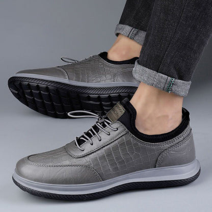 Herren Schnürschuhe Leder Krokodilmuster Elegant Schwarz