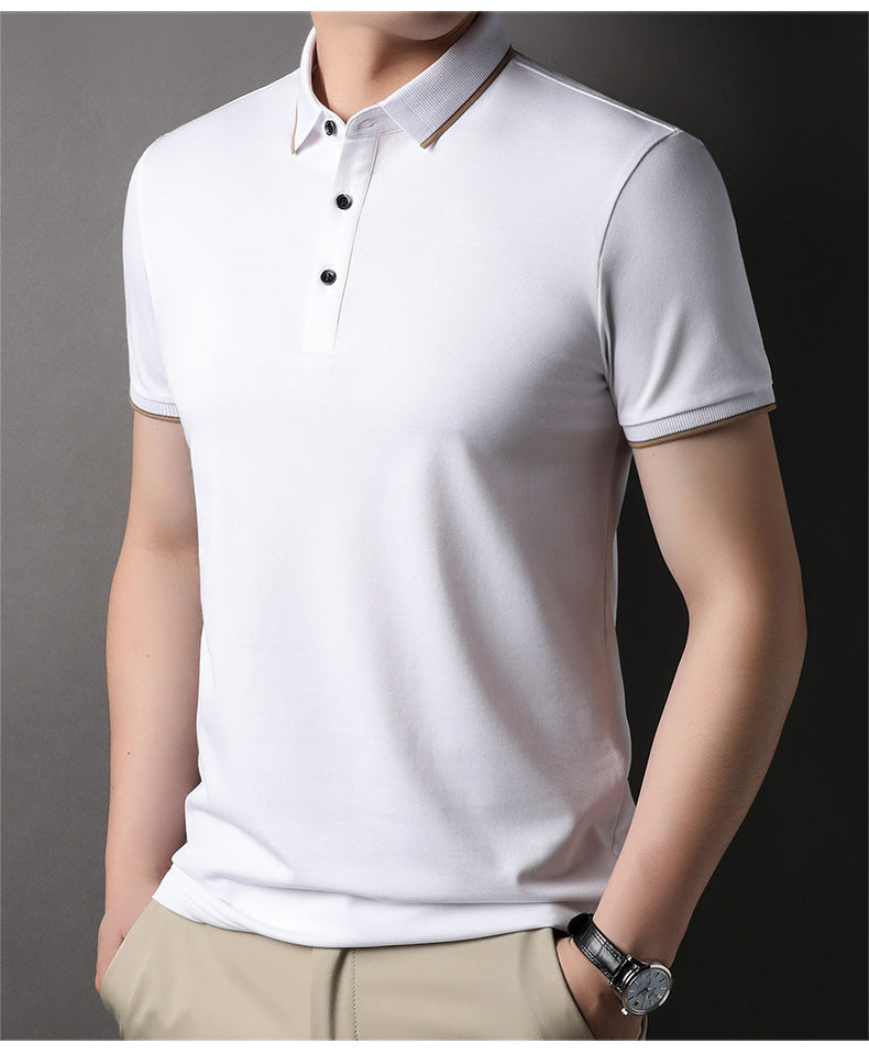 Herren Poloshirt Fein Piqué Kragen Kontrast Modern