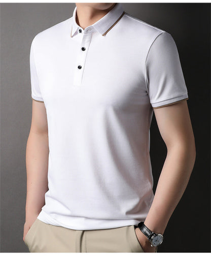 Herren Poloshirt Fein Piqué Kragen Kontrast Modern