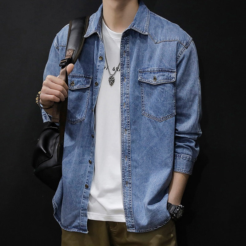 Herren Denim-Jacke Lässig Modern mit Brusttaschen
