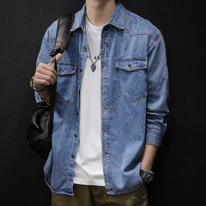 Herren Denim-Jacke Lässig Modern mit Brusttaschen