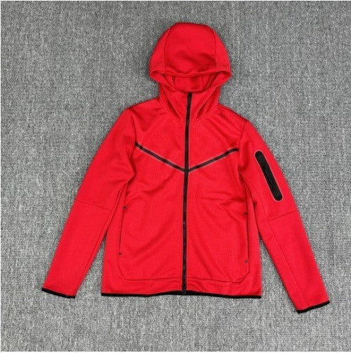 Herren Fleecejacke Sportlich mit Kapuze und Reißverschlusstaschen