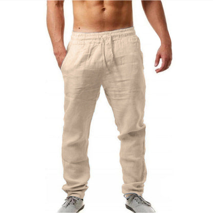 Herren Leinenhose Relaxed Fit Bequem mit Kordelzug