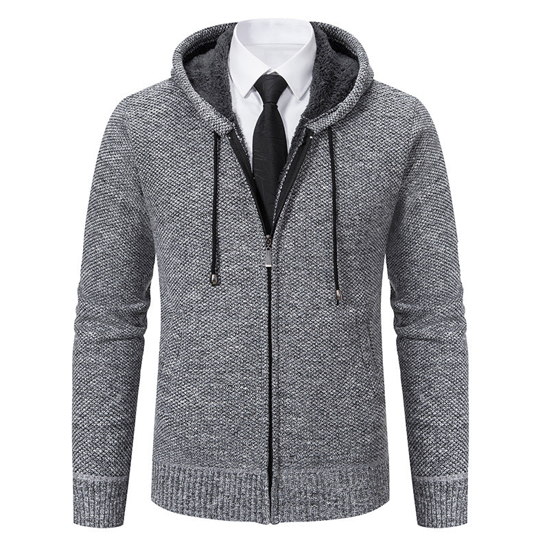 Herren Strickjacke Kapuze Reißverschluss Modern