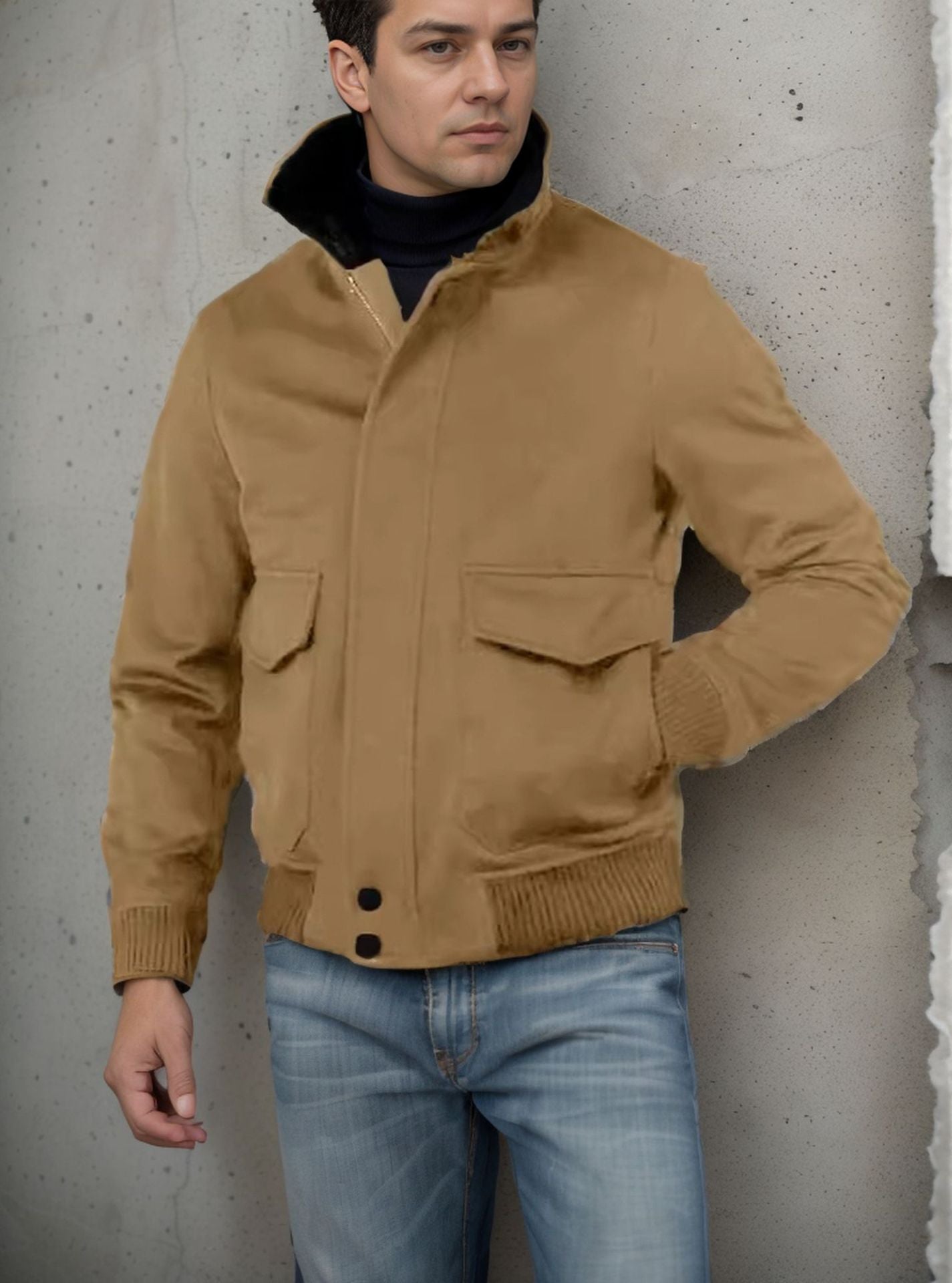 Herren Bomberjacke Warm Moderner Kragen Style