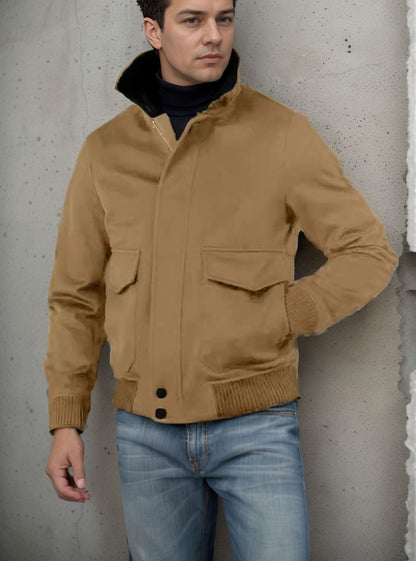 Herren Bomberjacke Warm Moderner Kragen Style