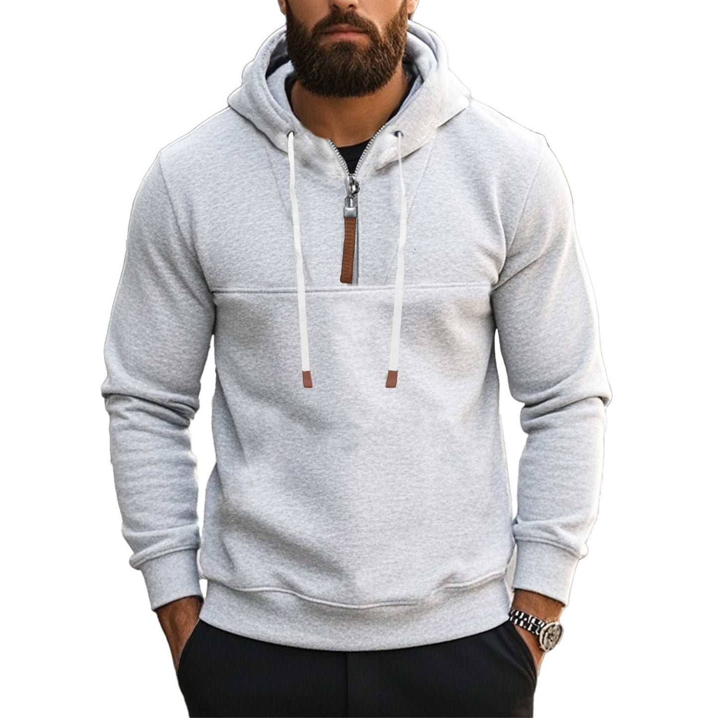 Herren Kapuzenpullover Sportlich Halbzipper