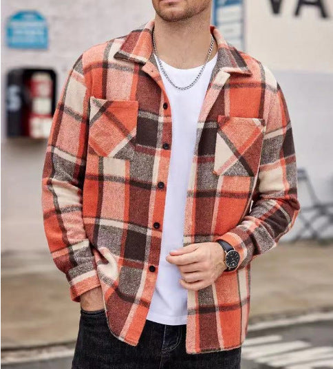 Herren Karo Hemdjacke Lässig Modern