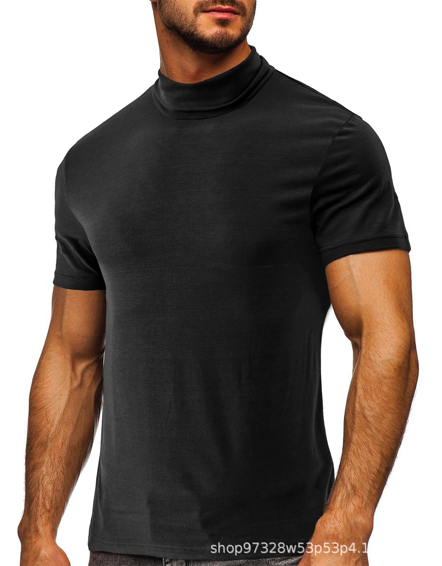 Herren T-Shirt Kurzarm Modern mit Rollkragen Trendy