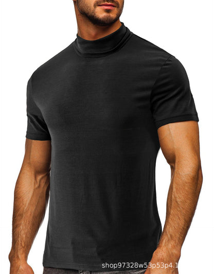 Herren T-Shirt Kurzarm Modern mit Rollkragen Trendy