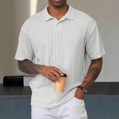 Herren Polohemd Kurzarm Modern Texturiert Grau