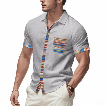 Herren Kurzarmhemd Bunt Modern Sommer