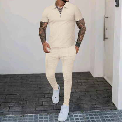 Herren Sportset Kurzarm Polo Jogginghose Bequem Modern