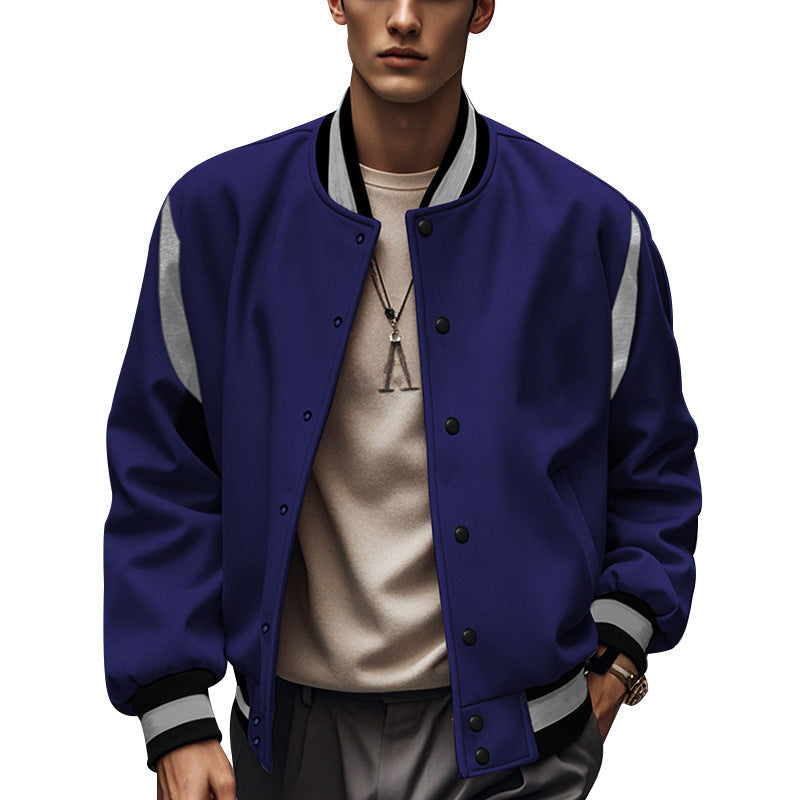 Herren Retro Collegejacke Sportlich mit Kontrastärmeln