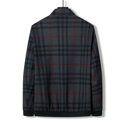 Herren Übergangsjacke Kariert Reißverschluss Modern