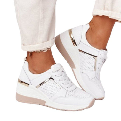 Damen Wedges Sneaker Atmungsaktiv Metallic Detail Damen Schuhe