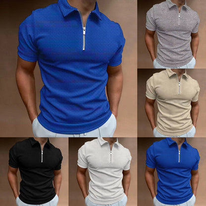 Herren Polohemd Strukturiert Reißverschluss Modern Design - BerlinGlamour