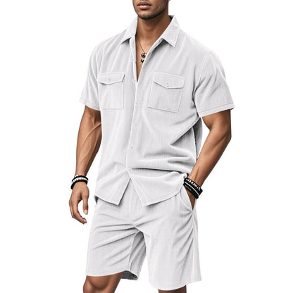 Herren Anzug Kurzarm Modern mit Taschen Elastisch - BerlinGlamour
