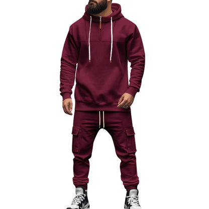 Herren Sportanzug Kapuzenjacke mit Taschen Hochkragen
