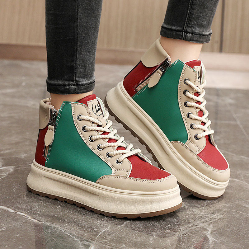Damen Sneaker High-Top Modell mit Zipper und Weicher Sohle