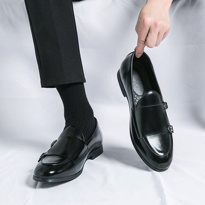 Damen Mokassins Elegante Doppelschnalle schwarz Mode