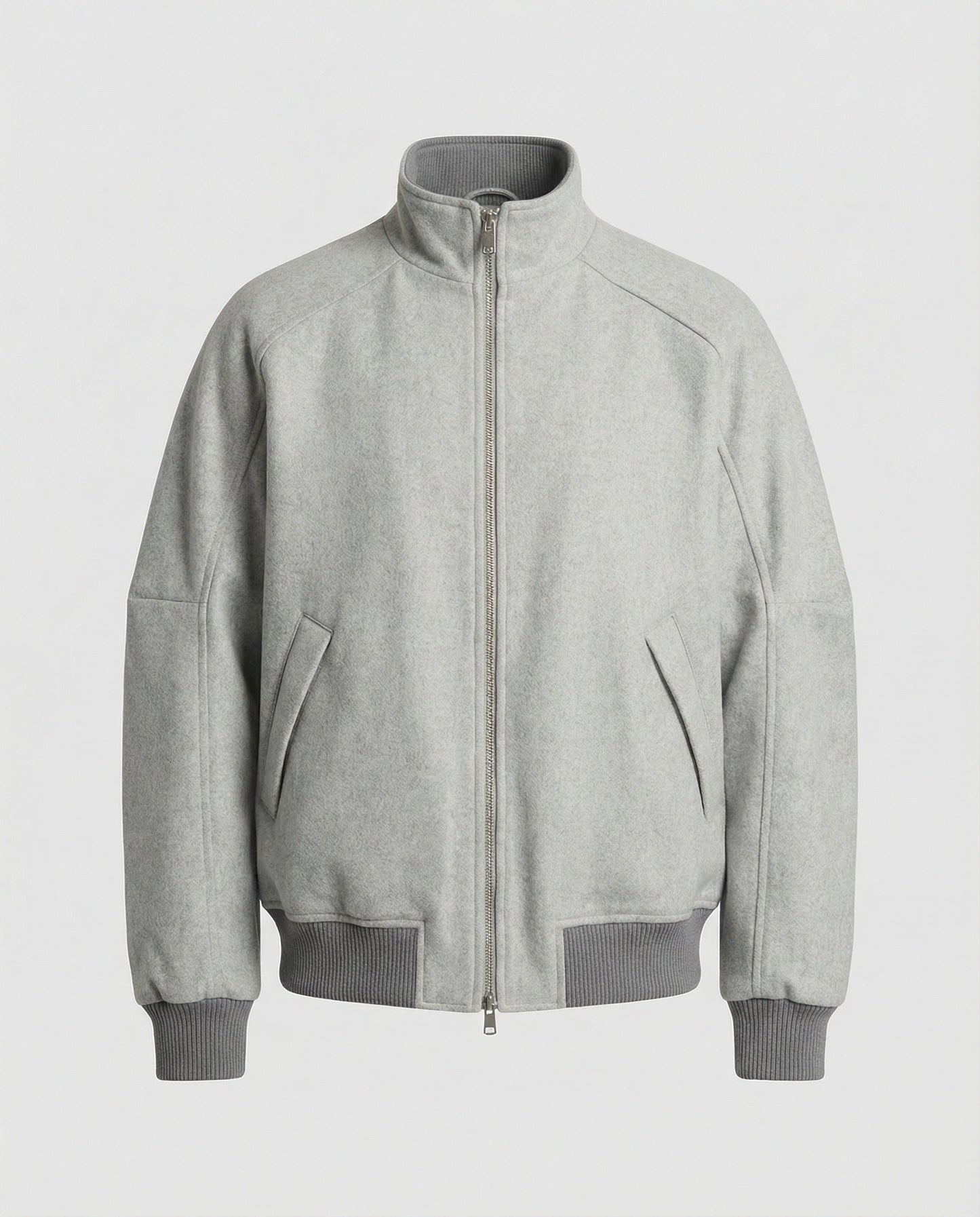 Herren Blouson Oversize Wollmix Stehkragen Reißverschluss