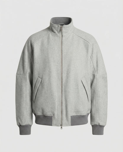Herren Blouson Oversize Wollmix Stehkragen Reißverschluss