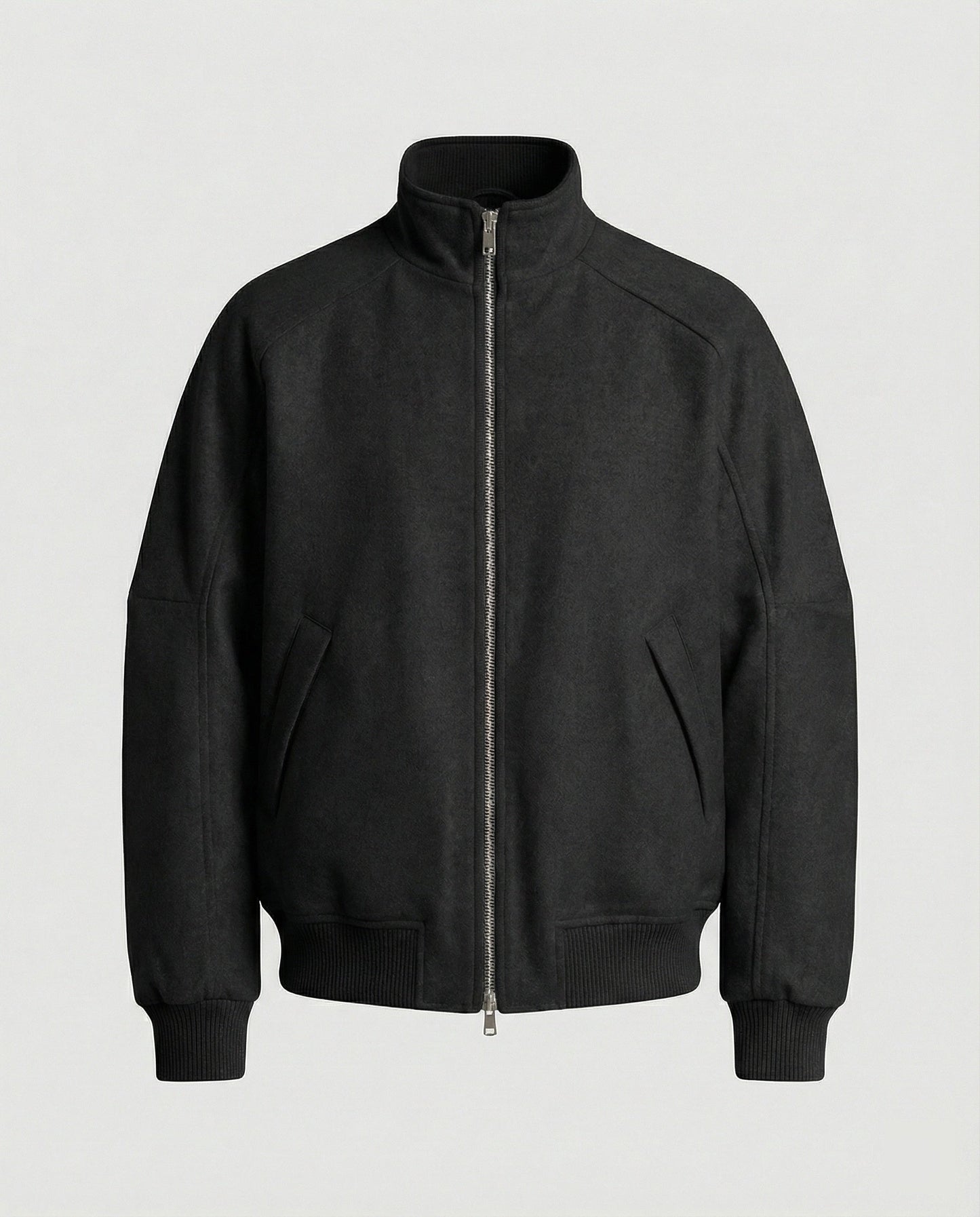 Herren Blouson Oversize Wollmix Stehkragen Reißverschluss