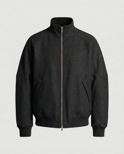 Herren Blouson Oversize Wollmix Stehkragen Reißverschluss