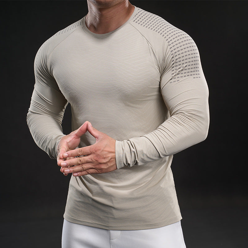 Herren Langarmshirt atmungsaktiv Mesh Funktionsshirt Sportlich