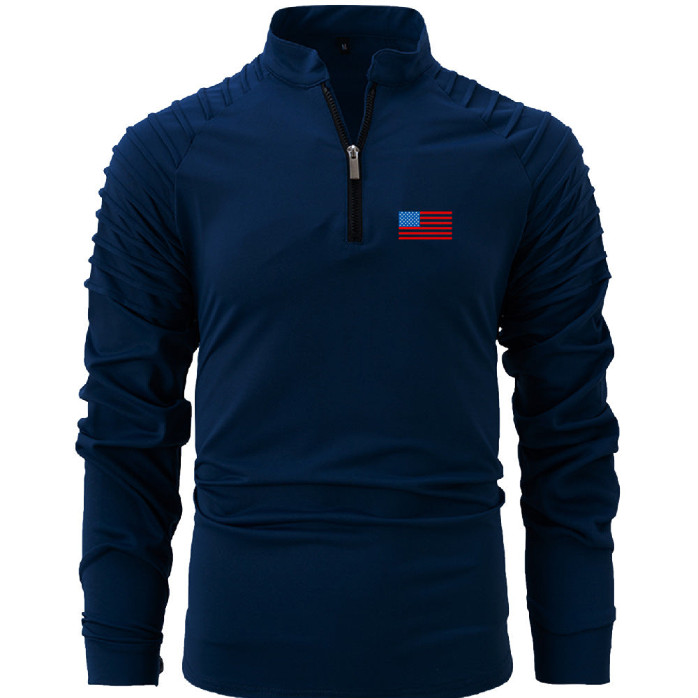 Herren Sportoberteil Reißverschluss Funktionsshirt Modern