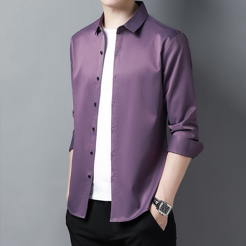 Herren Hemd Langarm aus Seide Satin Elegant