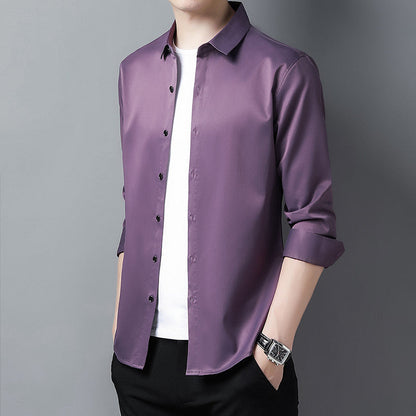 Herren Hemd Langarm aus Seide Satin Elegant