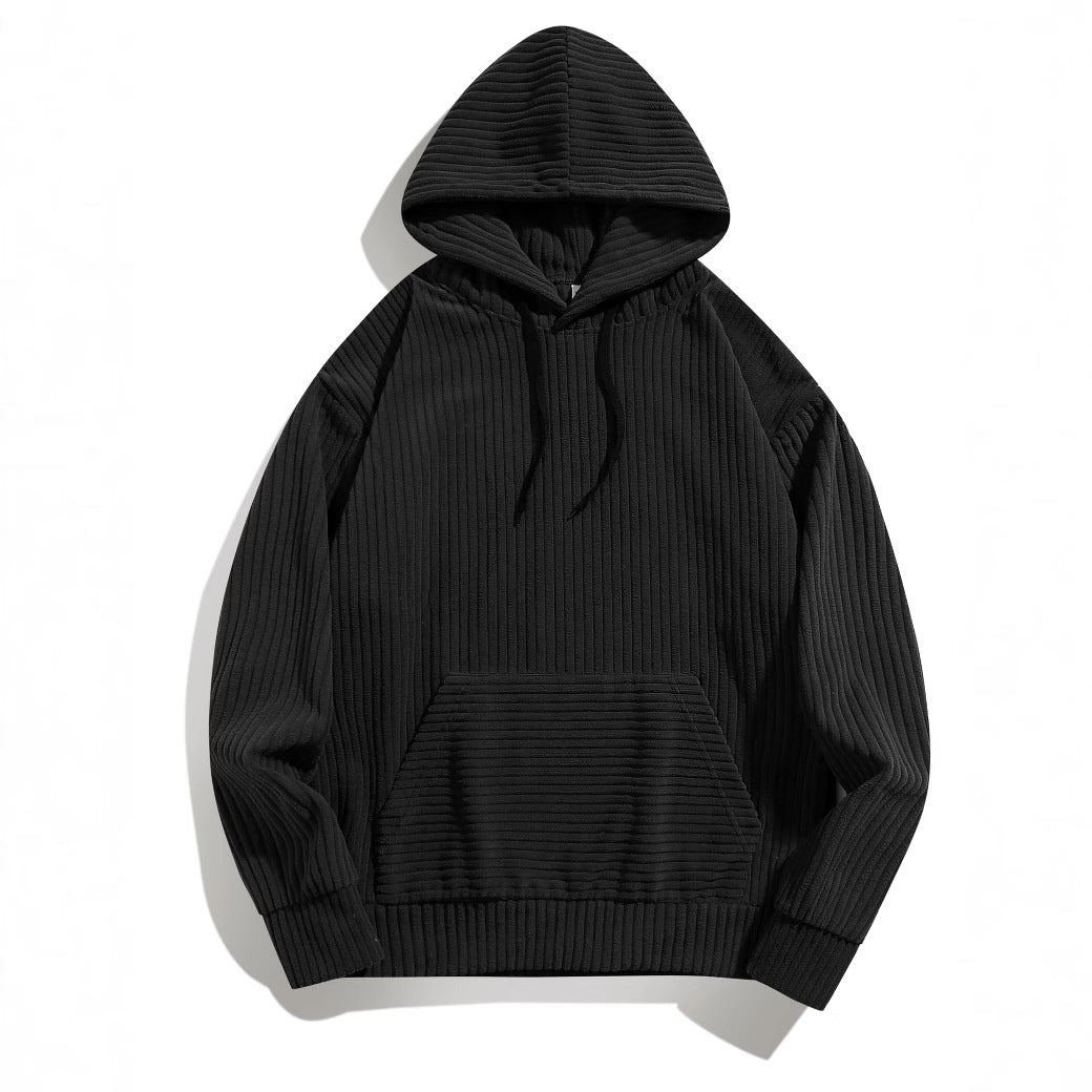 Herren lässiger Kapuzenpullover mit geripptem Design und praktischen Taschen Berlin-Glamour.