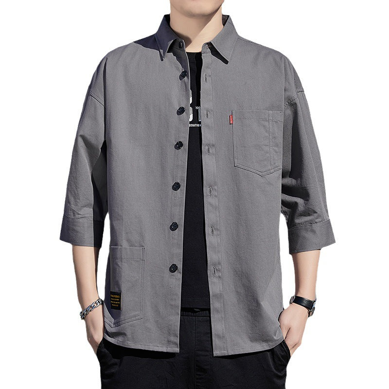 Herren Langarmhemdjacke atmungsaktiv Baumwolle Relaxed Fit