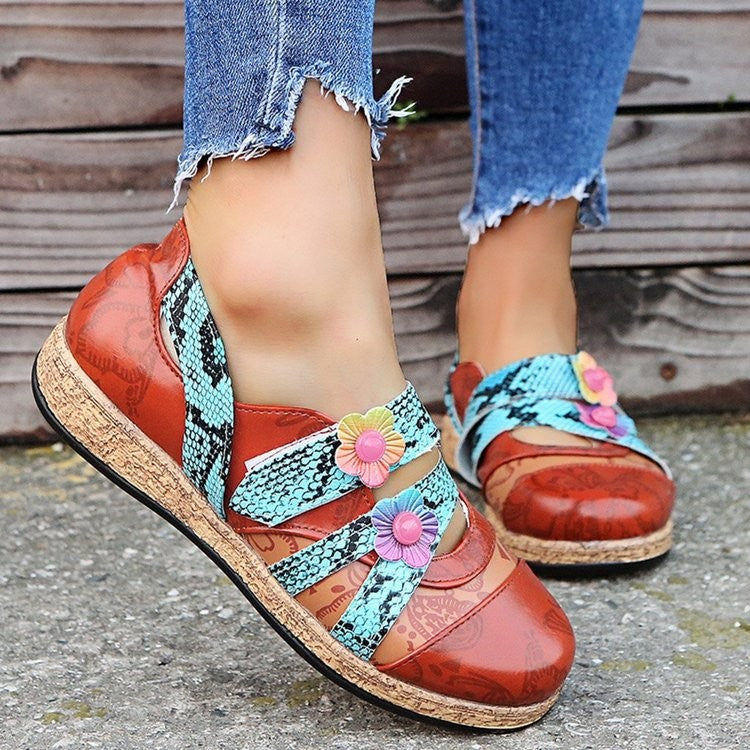 Damen Pantoletten Komfort Weich Bunt Blumen Design