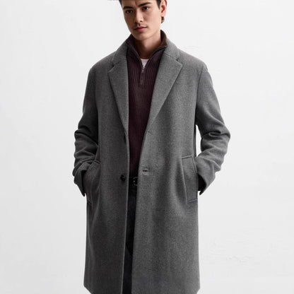 Herren Wollmantel Klassisch Eleganter Wintermantel Mit Taschen - BerlinGlamour