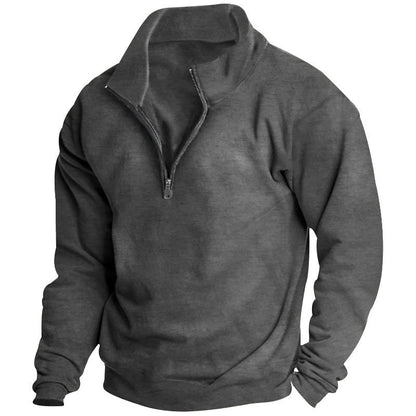 Herren Sweatshirt Stehkragen Halbzipp Reißverschluss Modern