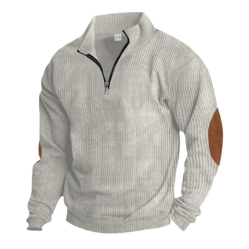 Herren Fleece-Pullover Leder Detail Modern Berlin Style