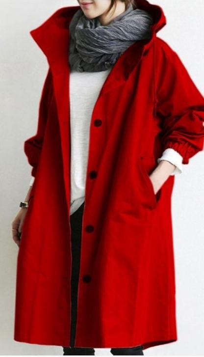 Damen Streetcoat Lang Mantel mit Knöpfen