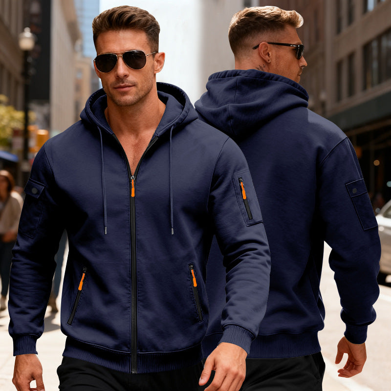 Herren Kapuzenjacke Funktionell Reißverschluss Wasserabweisend Modern