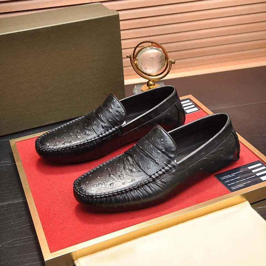 Herren Mokassins Leder Elegant Schuhe Schwarz