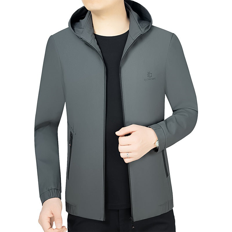 Herren Sportjacke Kapuze Taschen Funktionell Wasserabweisend - BerlinGlamour
