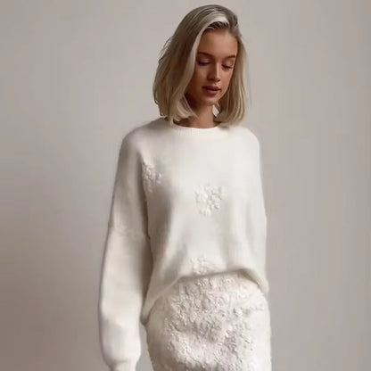 Damen Pullover Modern mit Blumen Muster Trendig - BerlinGlamour