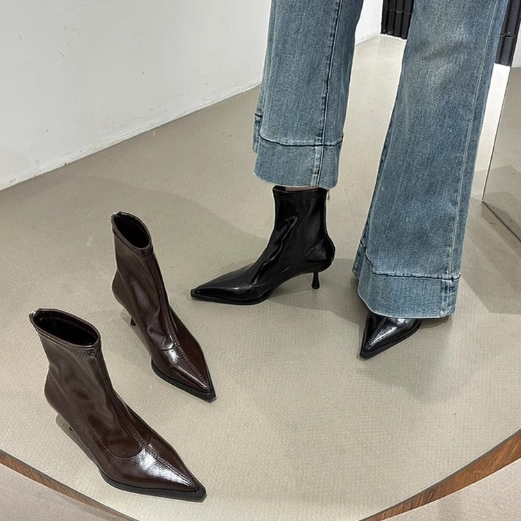 Damen Stiefeletten Spitz Schuhe Hochhackig Elegantes Design - BerlinGlamour