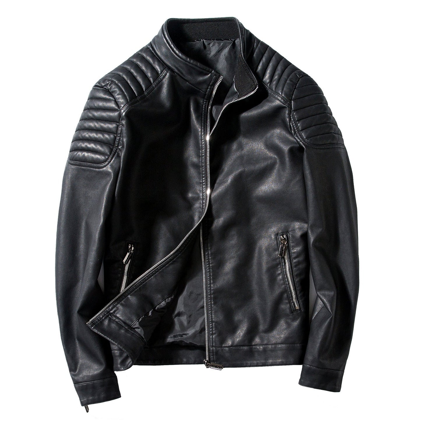 Herren Lederjacke Modern Racing Style Schulterpolster
