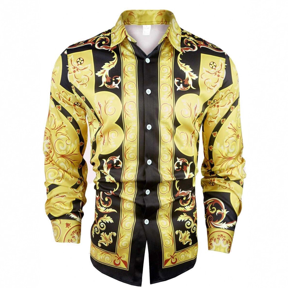 Herren Hemd Langarm mit Ketten-Design Elegantes Männerhemd